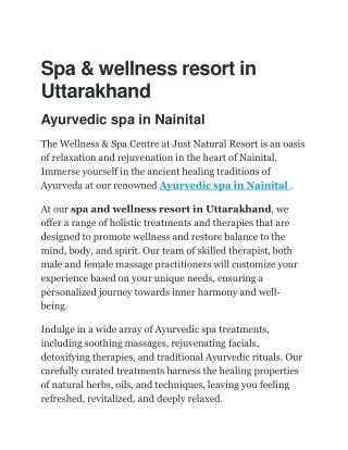 Spa in nainital