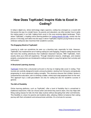 How Does TopKodeC Inspire Kids to Excel in Coding