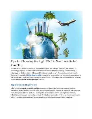 Tips for Choosing the Right DMC in Saudi Arabia for Your Trip