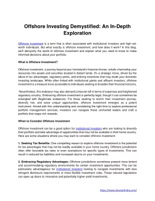 Offshore Investing Demystified An In Depth Exploration