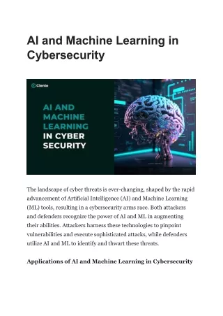 AI and Machine Learning in Cybersecurity