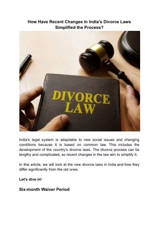 How Have Recent Changes in India's Divorce Laws Simplified the Process
