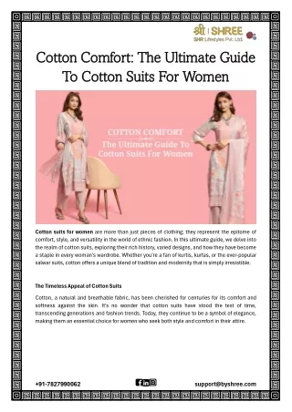 Cotton Comfort: The Ultimate Guide To Cotton Suits For Women