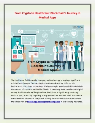 From Crypto to Healthcare Blockchain's Journey in Medical Apps