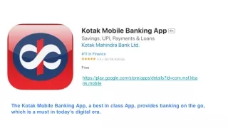 Kotak Mahindra Bank’s official mobile banking app for Android phones.