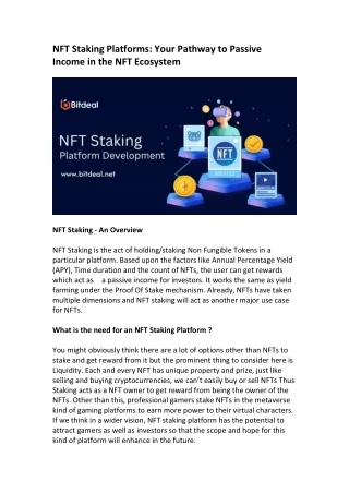 NFT Staking Platform Development