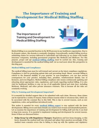 The Importance of Training and Development for Medical Billing Staffing