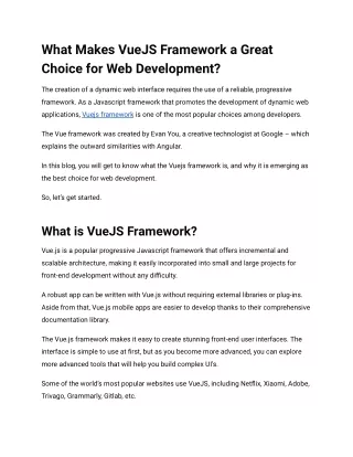 What Makes VueJS Framework a Great Choice for Web Development