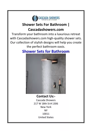 Shower Sets For Bathroom | Cascadashowers.com