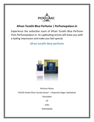 Afnan Turathi Blue Perfume Perfumepalace.in