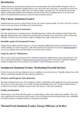 The Durability and Longevity of Aluminum Frames