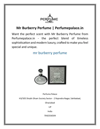 Mr Burberry Perfume  Perfumepalace.in