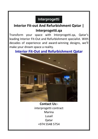 Interior Fit-out And Refurbishment Qatar  Interprogetti.qa