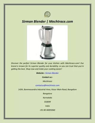 Sirman Blender  Mechtrace