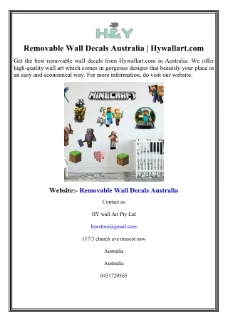 Removable Wall Decals Australia Hywallart.com