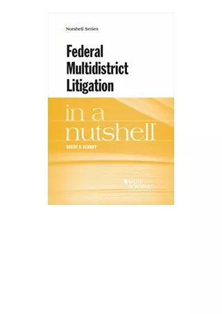 PDF read online Federal Multidistrict Litigation in a Nutshell Nutshells free ac