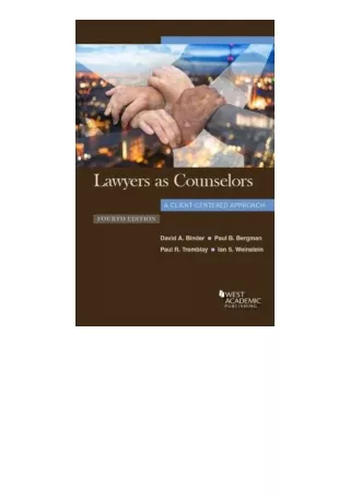 PDF read online Lawyers as Counselors A Client Centered Approach Coursebook for