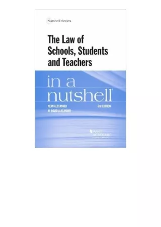 PDF read online The Law of Schools Students and Teachers in a Nutshell Nutshells