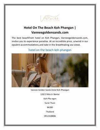 Hotel On The Beach Koh Phangan  Vanneegoldensands.com