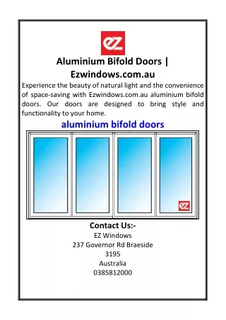 Aluminium Bifold Doors  Ezwindows.com.au