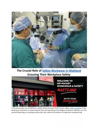 Oct. 10, 2023 - The Crucial Role of Safety Workwear in Maitland Ensuring Their Workplace Safety