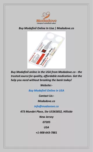 Buy Modafinil Online In Usa  Modadove.co