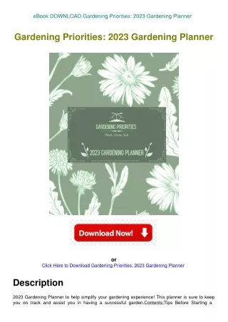 eBook DOWNLOAD Gardening Priorities 2023 Gardening Planner