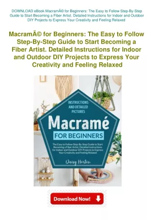 DOWNLOAD eBook MacramÃƒÂ© for Beginners The Easy to Follow Step-By-Step Guide to