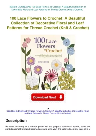 eBooks DOWNLOAD 100 Lace Flowers to Crochet A Beautiful Collection of Decorative