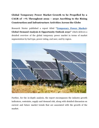 Temporary Power Market