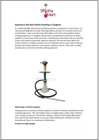 Experience the Best Shisha Smoking in Vaughan