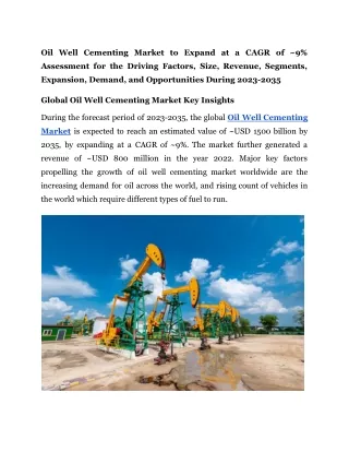 Oil Well Cementing Market