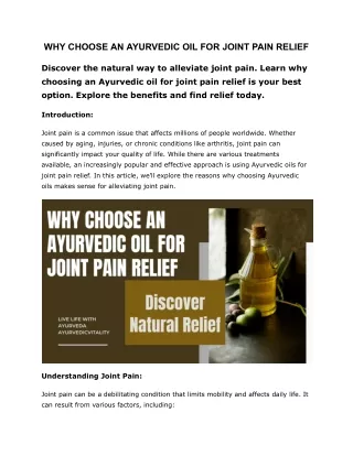 WHY CHOOSE AN AYURVEDIC OIL FOR JOINT PAIN RELIEF