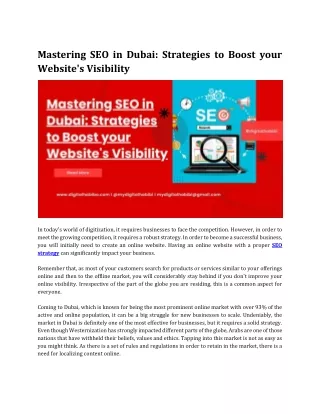 Mastering SEO in Dubai Strategies to Boost your Website's Visibility