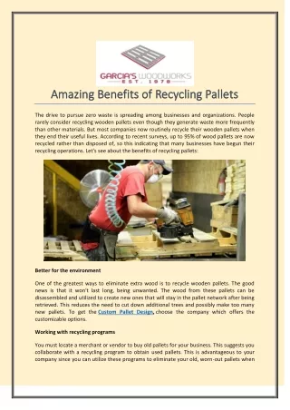 Amazing Benefits of Recycling Pallets