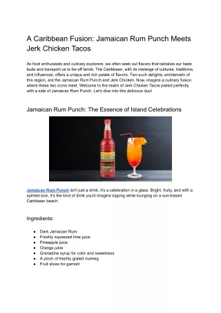 A Caribbean Fusion_ Jamaican Rum Punch Meets Jerk Chicken Tacos