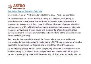 Best Indian Psychic Reader in California