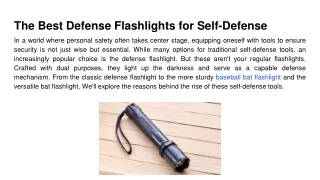 The Best Defense Flashlights for Self-Defense