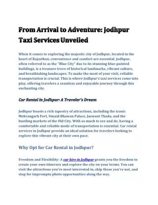 From Arrival to Adventure PDF 2 CAR HIRE IN JODHPUR