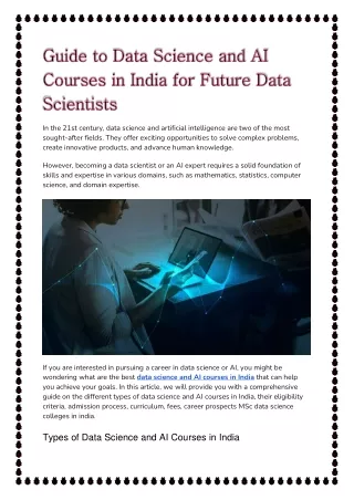 Guide to Data Science and AI Courses in India for Future Data Scientists