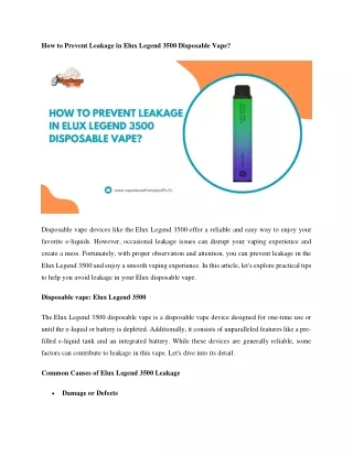 How to Prevent Leakage in Elux Legend 3500 Disposable Vape.docx