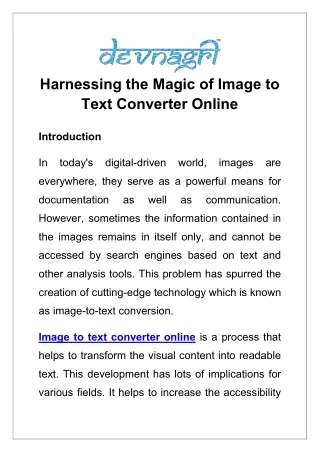 Harnessing the Magic of Image to Text Converter Online