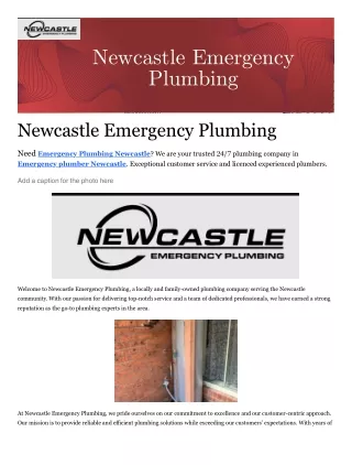 Emergency plumbing Newcastle