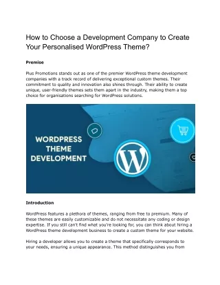 How to Choose a Development Company to Create Your Personalised WordPress Theme