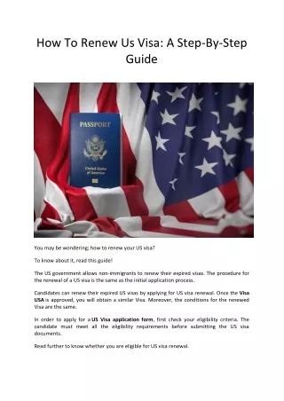 How To Renew Us Visa A Step-By-Step Guide