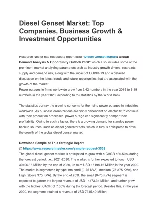 Diesel Genset Market