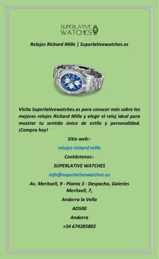 Relojes Richard Mille  Superlativewatches.es