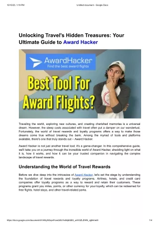 Unlocking Travel's Hidden Treasures-Your Ultimate Guide to Award Hacker