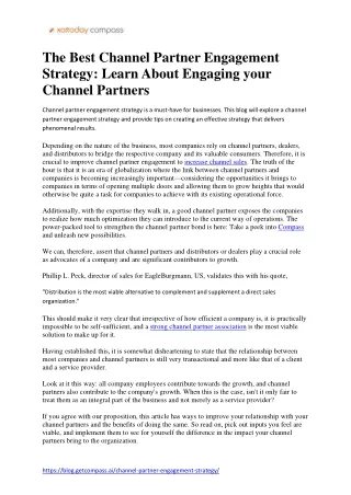 The Best Channel Partner Engagement Strategy