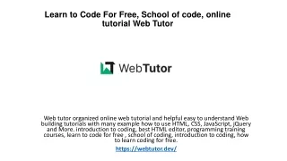 Learn to Code For Free, School of code, online tutorial Web Tutor